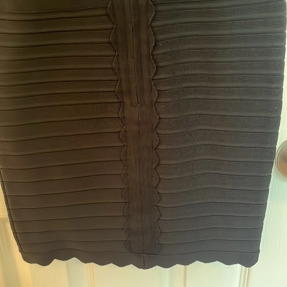 Herve Leger Lotus Cold Shoulder Scallop Hem Bandage Dress